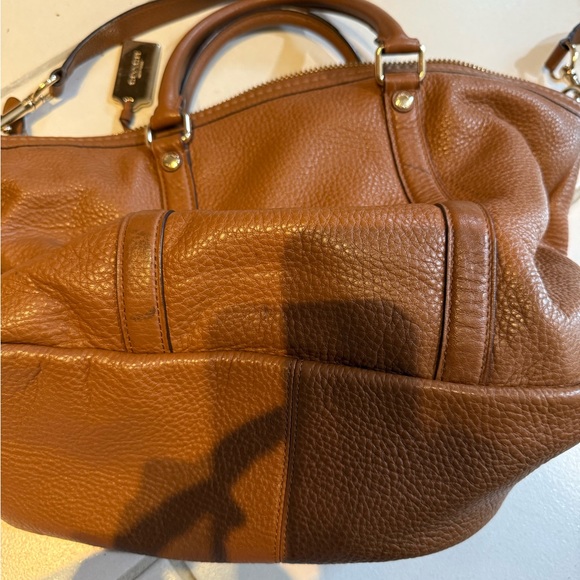 Coach Tan Leather Satchel with Gold Accents - Picture 3 of 4